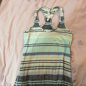 Vintage Lululemon Athletica Mint and Gray Striped Tank Top